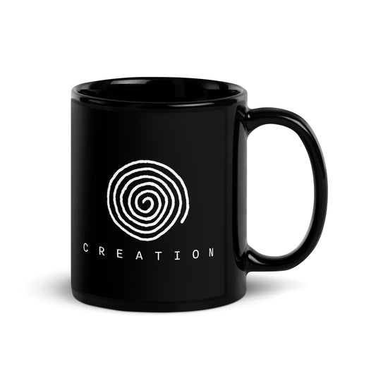 Creation Spiral - Black Glossy Mug