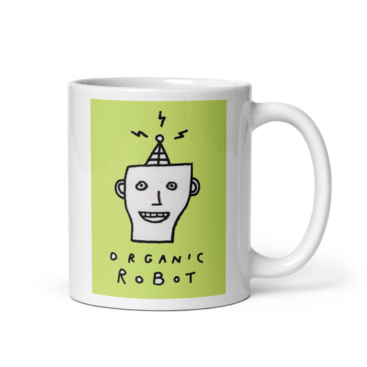 Organic Robot, Green - White glossy mug