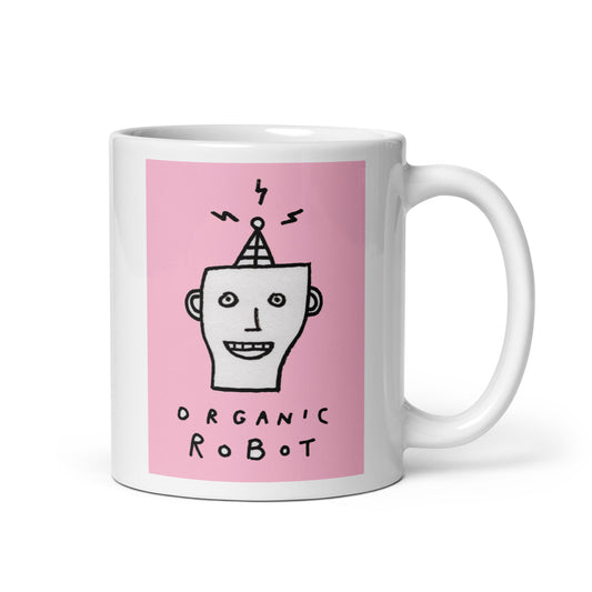 Organic Robot, Pink - White glossy mug