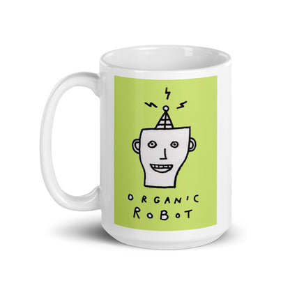 Organic Robot, Green - White glossy mug