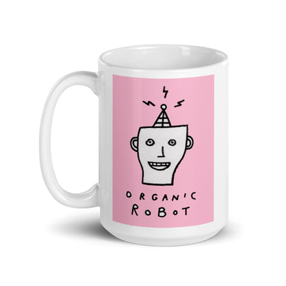 Organic Robot, Pink - White glossy mug