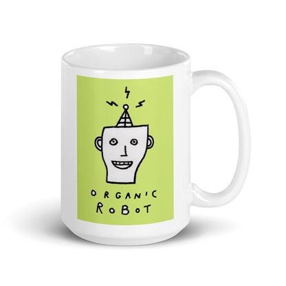 Organic Robot, Green - White glossy mug